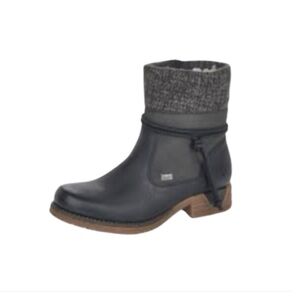 Rieker Fee 88 WinterAnkle Boots Women's 37/US 6 Sweater Sherpa Lined Black Gray